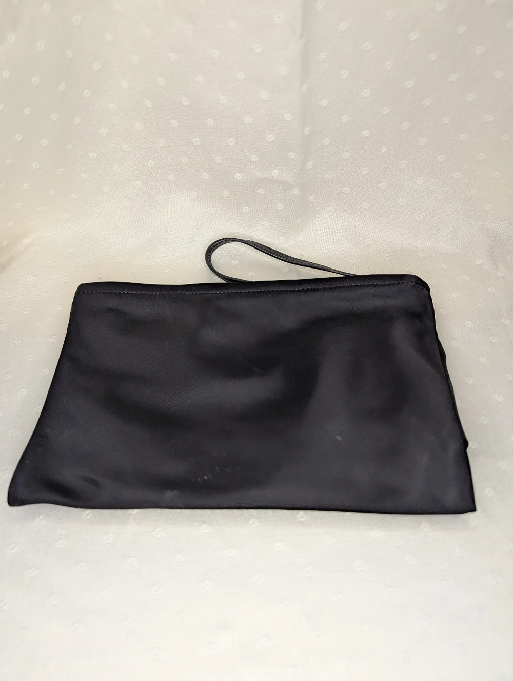 Kate Spade New York On Purpose Black Nylon Bow Wristlet Clutch Leather Trim